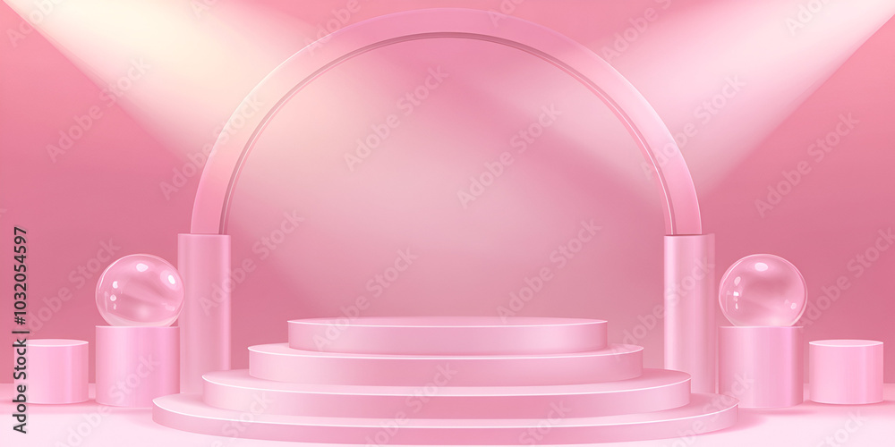 Minimalist Pink Product Display with Geometric Shapes