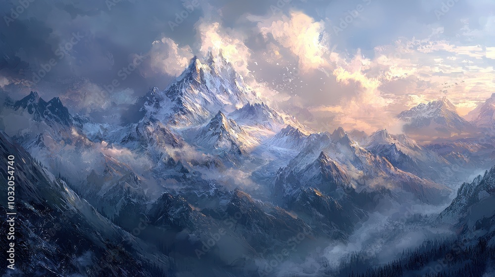 Majestic Panoramic View of Snow-Capped Mountains Majestic Panoramic View of Snow-Capped Mountains