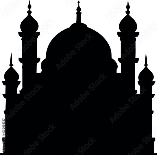 Flat black mosque Islamic flat icon vector illustrations on white background generated AI