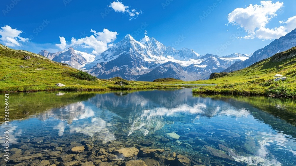 Snow-Capped Mountains Reflected in Crystal Lake Snow-Capped Mountains Reflected in Crystal Lake