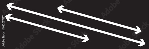 Diagonal thin double arrow. isolated on white and black background. Vector illustration. EPS 10
