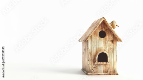 Colorful Birdhouse Isolated on White Background for Home Decor and Design Projects