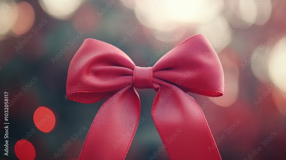 Festive card with ribbon bow for Christmas greetings and holiday messaging. Festive card with ribbon bow for Christmas greetings and holiday messaging.