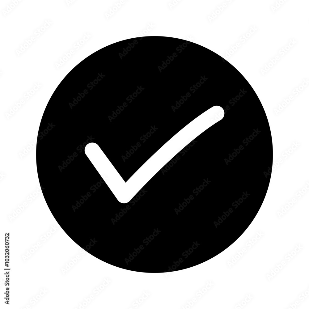 Check mark flat round icon isolated vector illustration Check mark flat round icon isolated vector illustration