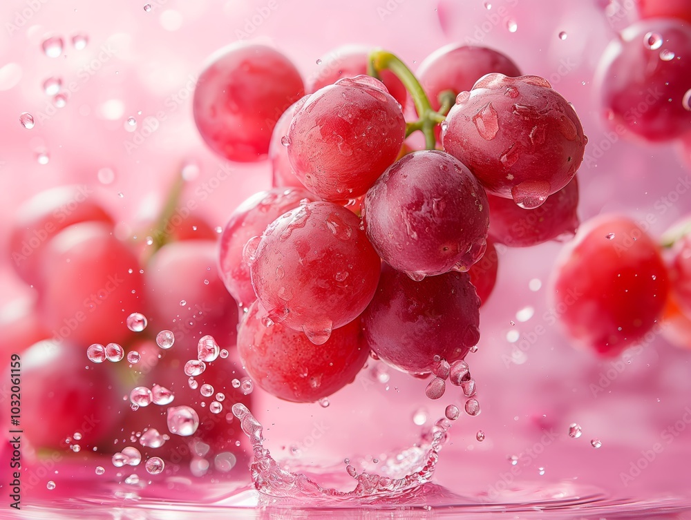 Grape Splash Photography with Fruits in Motion - High-Speed Liquid Art with Floating Grape Grape Splash Photography with Fruits in Motion - High-Speed Liquid Art with Floating Grape