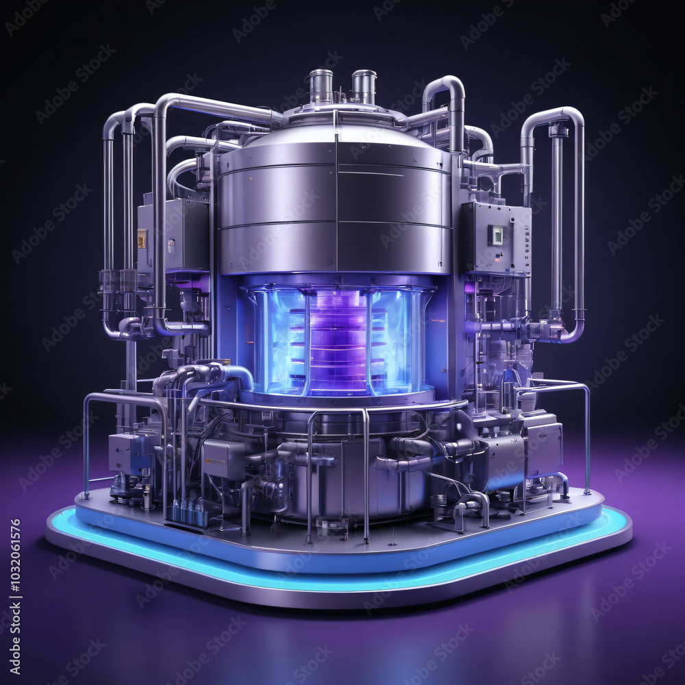 Futuristic Nuclear Fusion Reactor for Clean Energy – Advanced Small Modular Reaction Furnace with Blue-Purple Light, Cutting-Edge Science and Technology in Power Generation Futuristic Nuclear Fusion Reactor for Clean Energy – Advanced Small Modular Reaction Furnace with Blue-Purple Light, Cutting-Edge Science and Technology in Power Generation