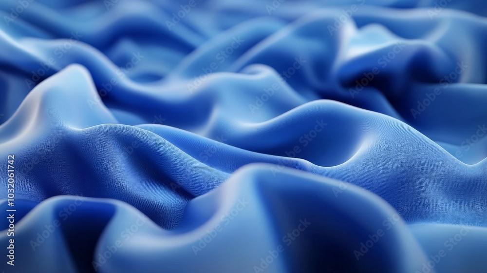 Obraz premium Serene Blue Waves: A Tranquil Textile Tapestry