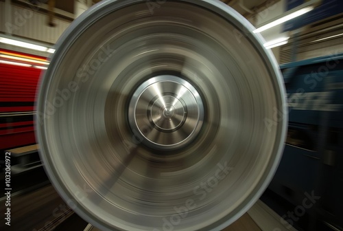 A centrifuge spinning at high speed ;