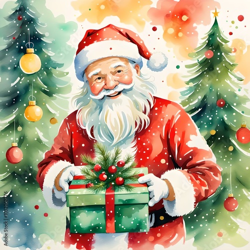 Christmas' Day with gift box and Santa Claus, for Christmas' Day and Happy New Year Day.