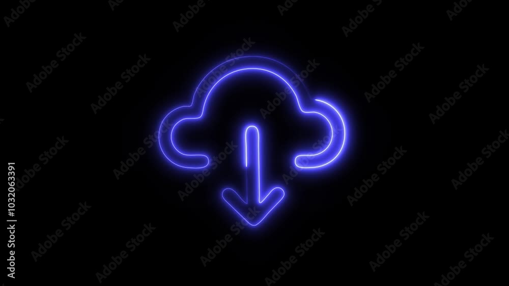 Glowing Download Icon in HD Video Neon Animation – File and Data Transfer Symbol on Black Background Glowing Download Icon in HD Video Neon Animation – File and Data Transfer Symbol on Black Background