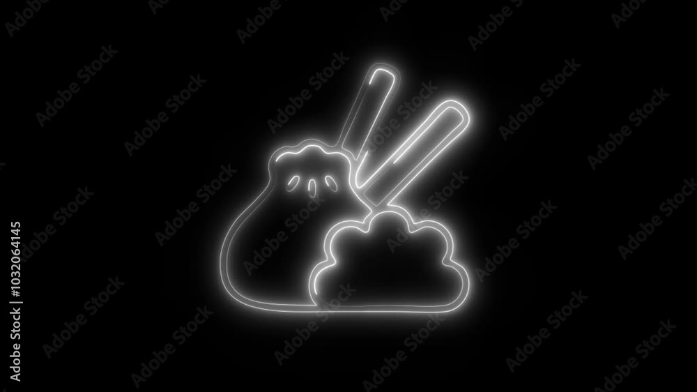 Glowing Dumplings Icon in HD Video Neon Animation – Food and Asian Cuisine Symbol on Black Background Glowing Dumplings Icon in HD Video Neon Animation – Food and Asian Cuisine Symbol on Black Background