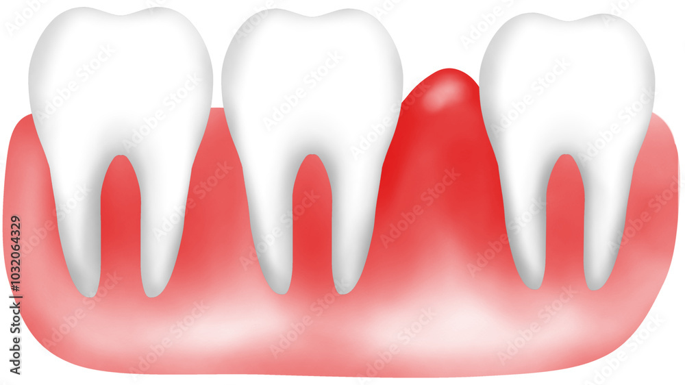  teeth and Swollen red gum due to gum disease
