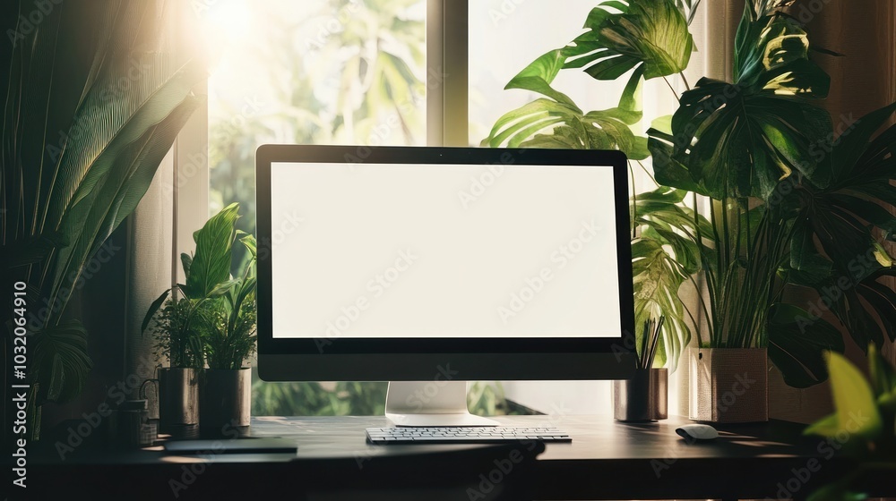 Modern Desktop with Blank Screen Modern Desktop with Blank Screen