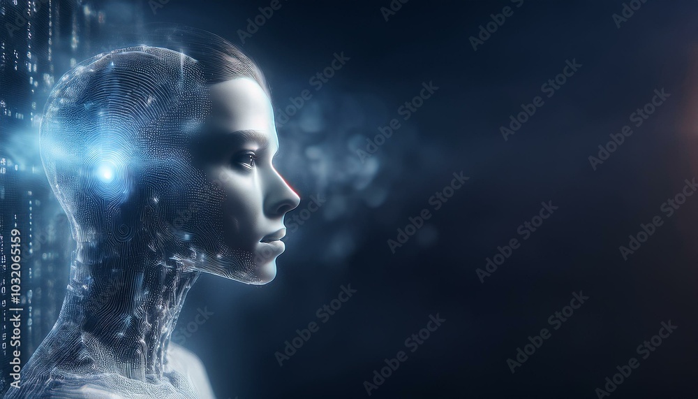 Fototapeta premium artificial intelligence being with binary code