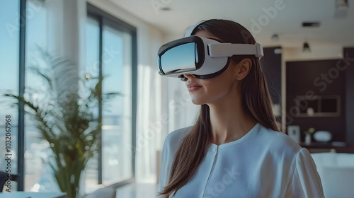 Real Estate Agent Conducting Virtual Property Tour Using VR Technology