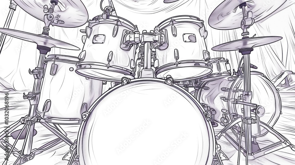 A drum set in a room A drum set in a room