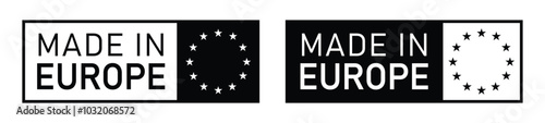 Made in europe set icon, vector illustration photo