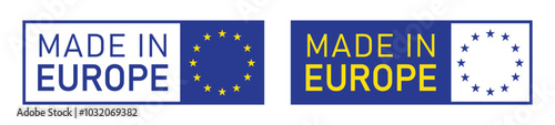 Made in europe set icon, vector illustration