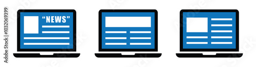 Digital Newspaper  on laptop icon. Online magazine icon, Vector illustration