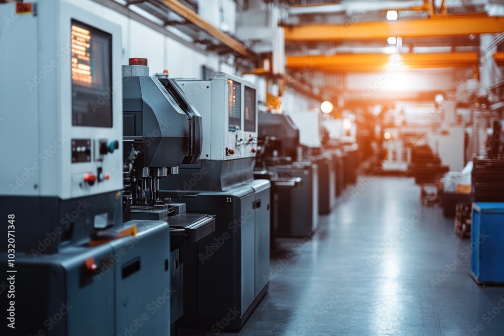 Industrial setting with various machines and equipment