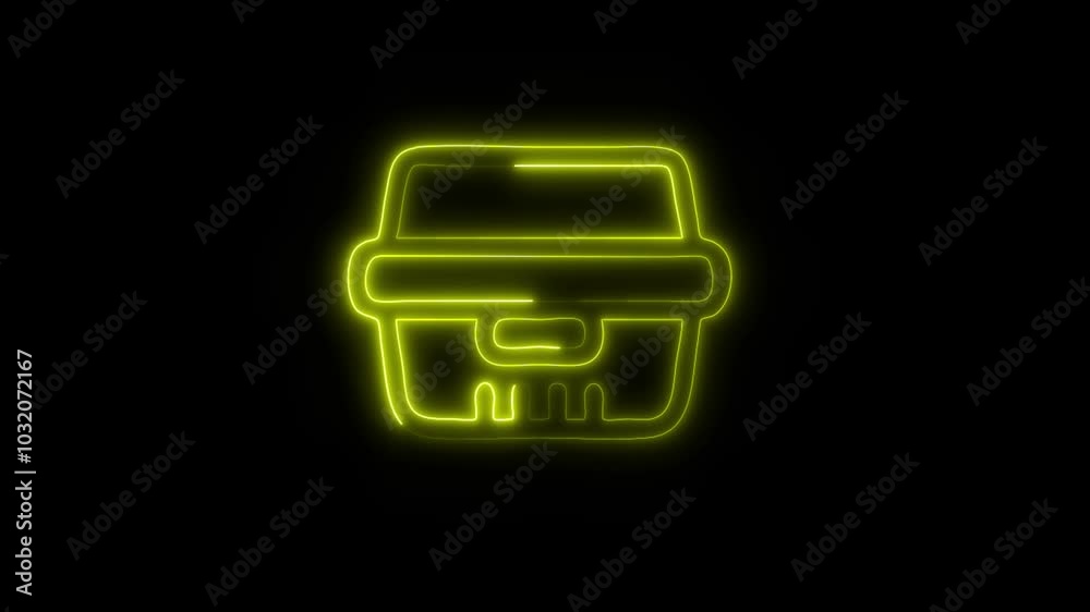 Glowing Food Container Icon in HD Video Neon Animation – Storage and Packaging Symbol on Black Background Glowing Food Container Icon in HD Video Neon Animation – Storage and Packaging Symbol on Black Background