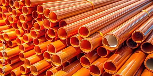 Innovative Conceptual Photography of Orange Plastic Pipes in a Modern Product Shot for Industrial Design and Home Improvement Projects