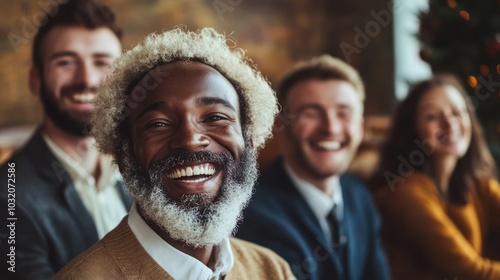 Group of diverse happy people smiling at camera