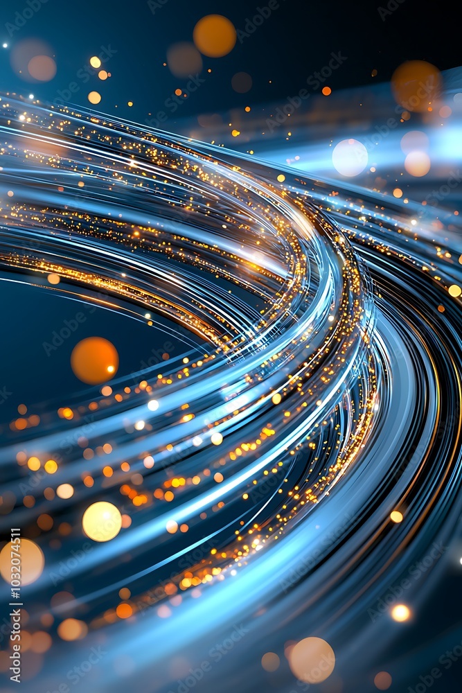 A mesmerizing abstract composition featuring dynamic light trails in blue and gold hues, creating a vibrant and energetic atmosphere perfect for digital projects. A mesmerizing abstract composition featuring dynamic light trails in blue and gold hues, creating a vibrant and energetic atmosphere perfect for digital projects.