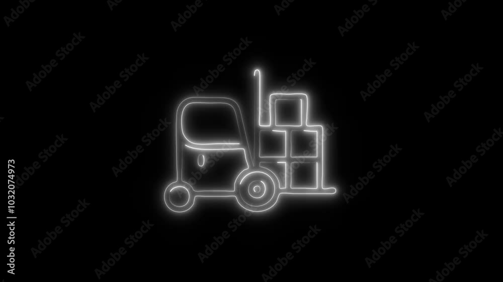 Glowing Forklift Icon in HD Video Neon Animation – Industrial and Warehouse Symbol on Black Background Glowing Forklift Icon in HD Video Neon Animation – Industrial and Warehouse Symbol on Black Background