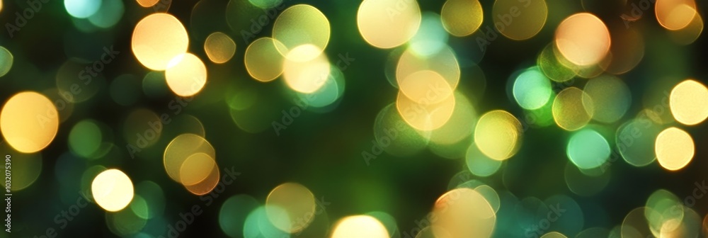 Abstract Blurred Green and Yellow Christmas Lights Background, Festive Holiday Bokeh Glowing Texture Abstract Blurred Green and Yellow Christmas Lights Background, Festive Holiday Bokeh Glowing Texture