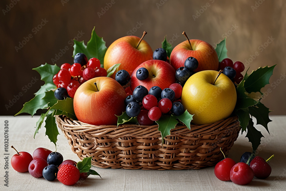 Festive Fruit Basket A Colorful Celebration of Holiday Freshness