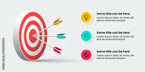 Infographic template. Dartboard with arrows and 3 steps