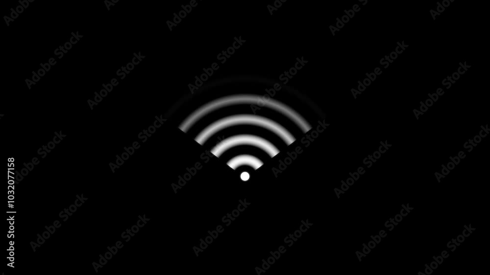 Radio icon Wi fi signal icon black background animation video on the display.