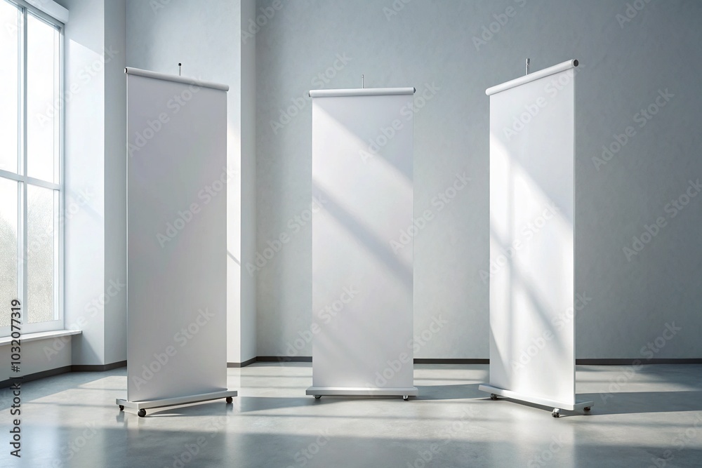 Mockup Template for X Banner and Roll Banner in White Color - Sleek Design for Promotional Displays and Advertising Needs Mockup Template for X Banner and Roll Banner in White Color - Sleek Design for Promotional Displays and Advertising Needs