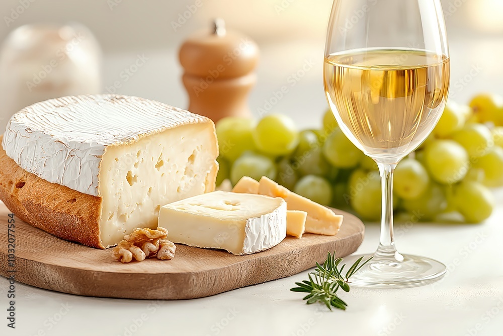 A Rustic Bread and Cheese Platter, Served With Wine and Fruits, Displayed Under Soft, Golden Evening Light, Cheese Platter Photography, Cheese Platter Menu Style Photo Image A Rustic Bread and Cheese Platter, Served With Wine and Fruits, Displayed Under Soft, Golden Evening Light, Cheese Platter Photography, Cheese Platter Menu Style Photo Image