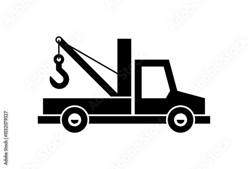 Tow truck icon. Monochrome style. isolated on white background