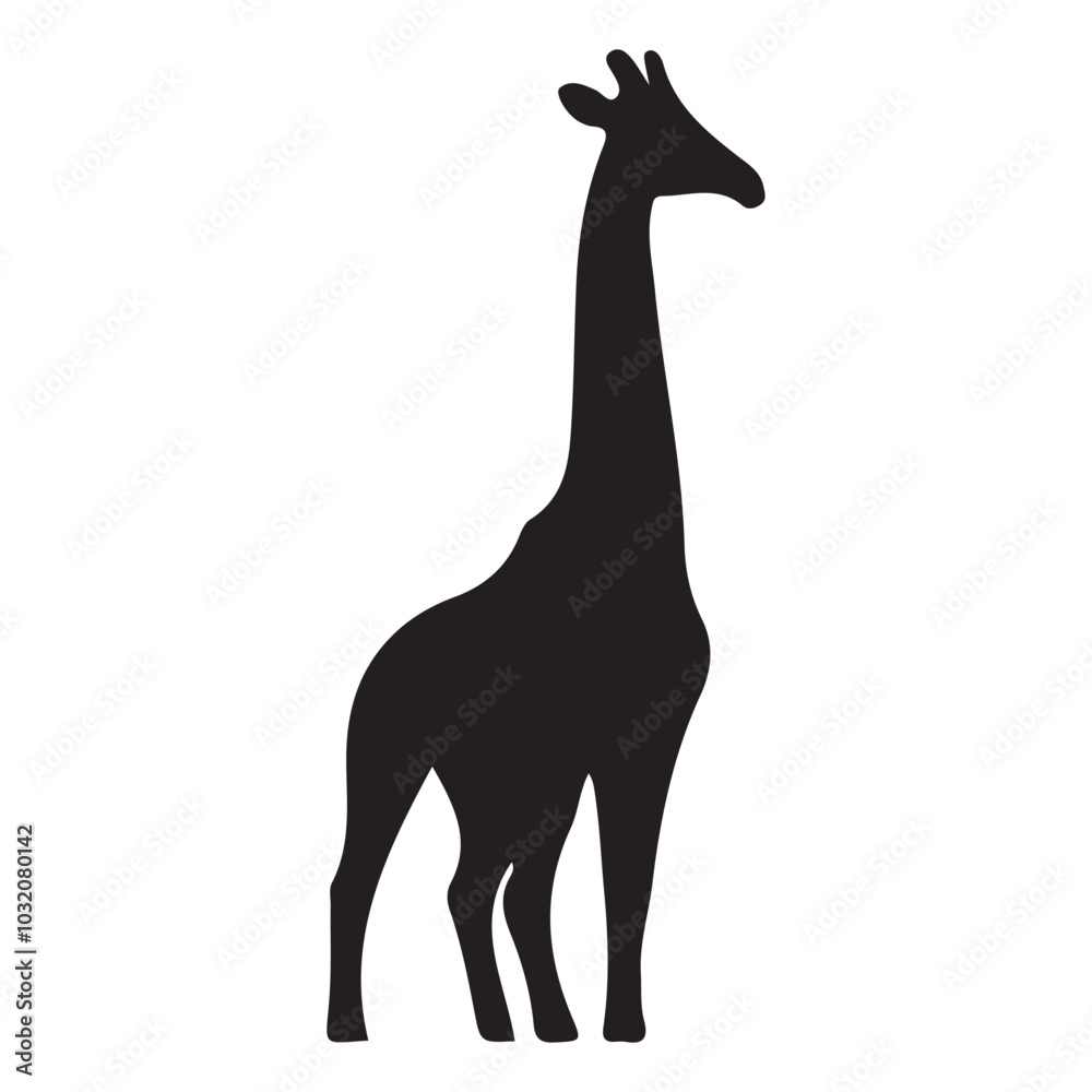 Fototapeta premium Simple Giraffe Silhouette Vector on white background