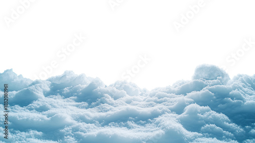 Snowdrift isolated. Snow landscape decoration, frozen hills. White snow covered hill with a few small snow piles. Empty snow banks field. Transparent background. Christmas illustration