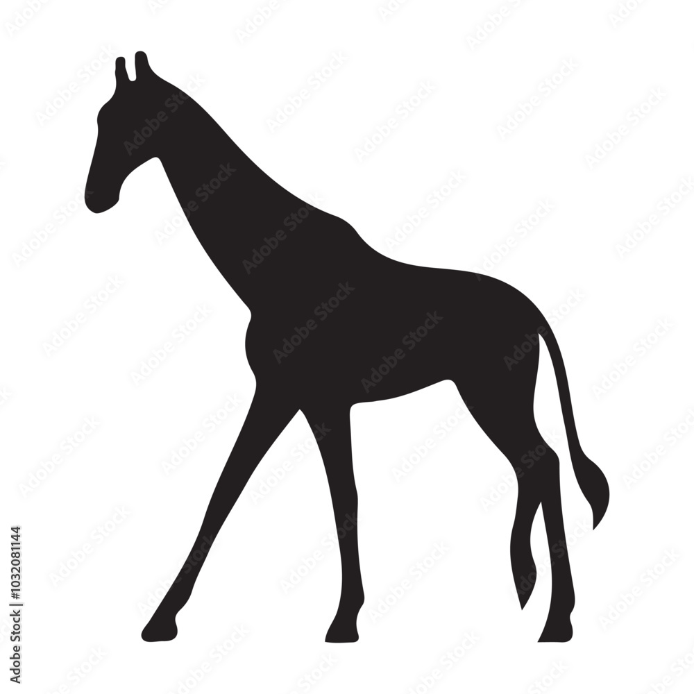 Obraz premium Simple Giraffe Silhouette Vector on white background