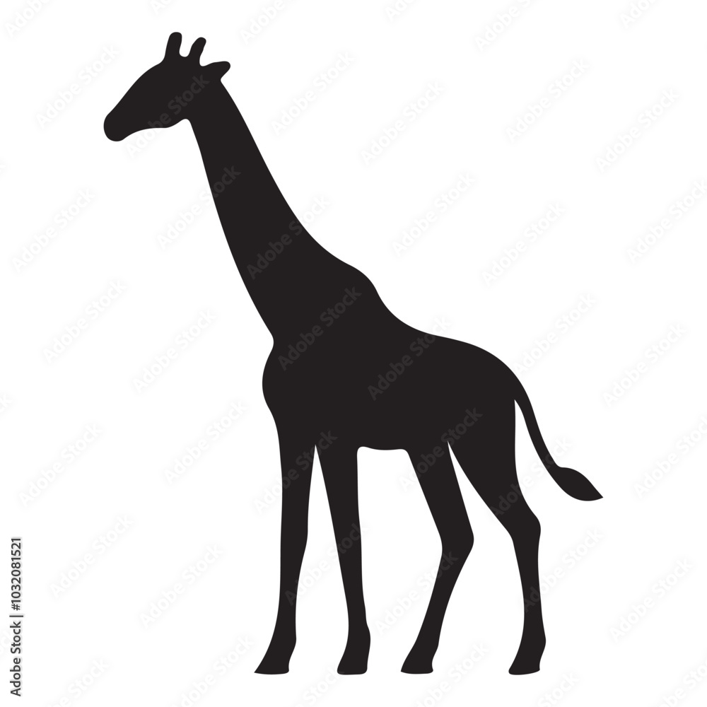Simple Giraffe Silhouette Vector on white background Simple Giraffe Silhouette Vector on white background