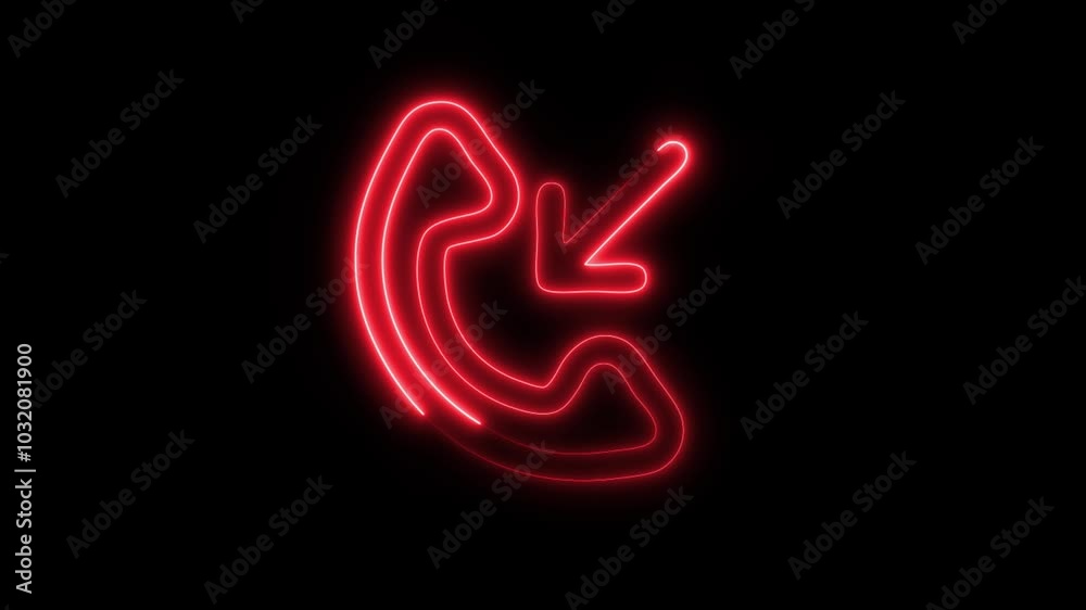 Glowing Incoming Call Icon in HD Video Neon Animation – Communication and Connection Symbol on Black Background Glowing Incoming Call Icon in HD Video Neon Animation – Communication and Connection Symbol on Black Background