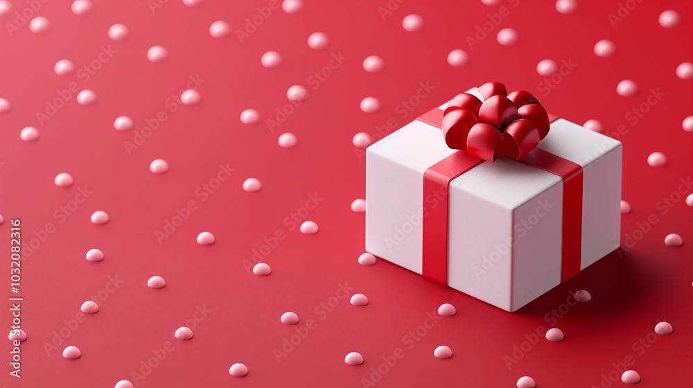 Obraz premium 3D Icon of Christmas Gift Box with Red Bow