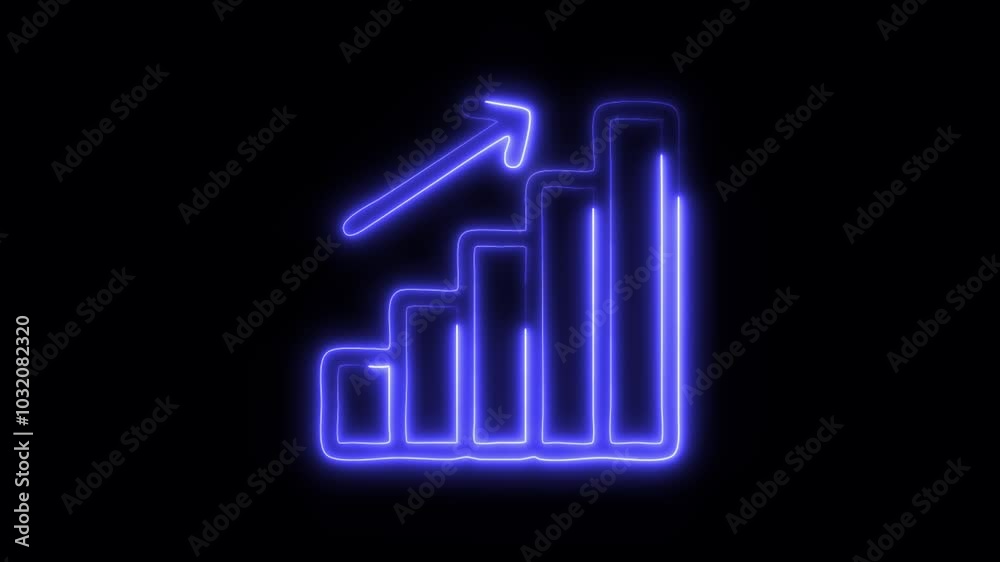 Glowing Increase Icon in HD Video Neon Animation – Growth and Progress Symbol on Black Background Glowing Increase Icon in HD Video Neon Animation – Growth and Progress Symbol on Black Background