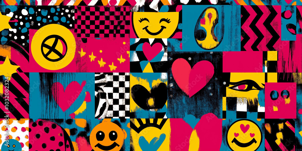 Neon Pop Culture Collage Pop Art Neon Pop Culture Collage Pop Art