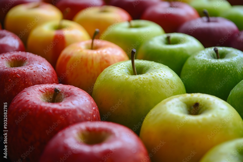 Fresh Apples in Vibrant Red, Green, and Yellow Hues, Fruit Food Photography, Fruit Food Menu Style Photo Image Fresh Apples in Vibrant Red, Green, and Yellow Hues, Fruit Food Photography, Fruit Food Menu Style Photo Image