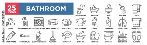 Bathroom icon collection set. Containing design interior, modern, design, home, bath, house, room