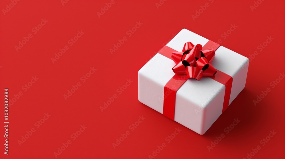 3D Render of a Floating Christmas Gift Box