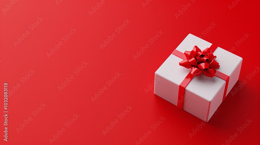 3D Render of Christmas Gift Box on Red Background 3D Render of Christmas Gift Box on Red Background