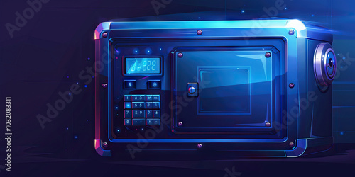 A stylish sapphire blue bank safety deposit box, protected by a digital keypad and thick layers of steel.