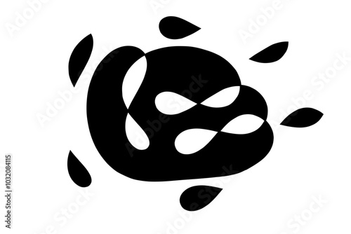 Random Shapes Organic Black Blobs. Outline 2d vector image. Sticker for social media. Backdrop.